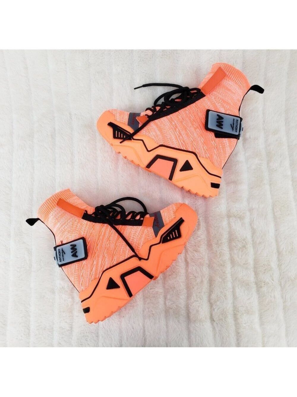 Wang Damson Pull On Platform Hidden Wedge Sock Sneakers Orange ๐ NIB - Picture 4 of 13